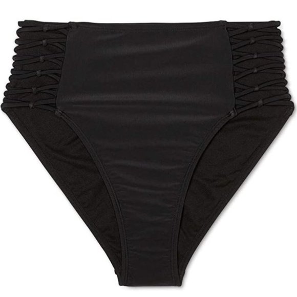 Xhilaration Juniors' Strappy Knotted High Waist Cheeky Bikini Bottom - Picture 2 of 3